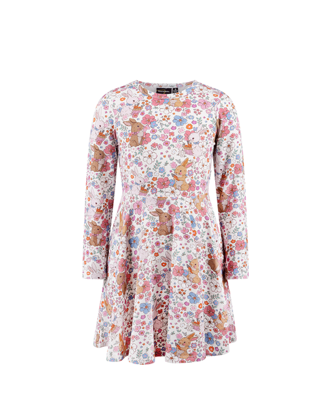 DITSY BUNNY LONG SLEEVE WAISTED DRESS