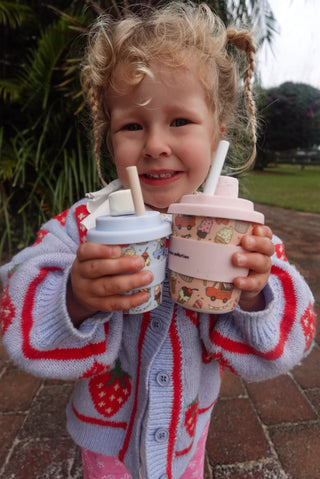 Reusable Bambinocino Bamboo Cup - Scoops in Pink (240ml)