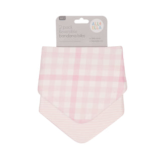 Bandana Bibs 2pk - Gingham Pink