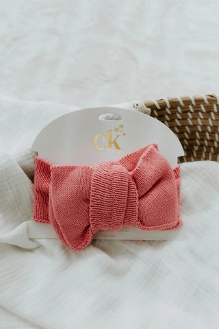 Oversized Knit Top Knot - Rose