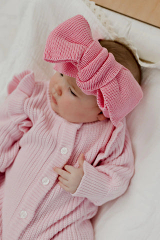 Oversized Knit Top Knot - Rose