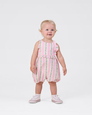 Antique Stripe Strawberry Bubble Romper