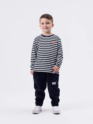 ESSENTIAL STRIPE LONG SLEEVE TOP NAVY