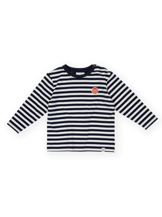 ESSENTIAL STRIPE LONG SLEEVE TOP NAVY