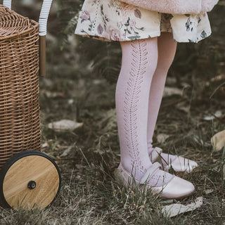 OPEN WORK TIGHTS - DUSKY PINK