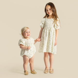 Lily Puff Sleeve Dress - Ecru Floral