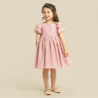 Noa Puff Sleeve Bow Back Dress - Blush