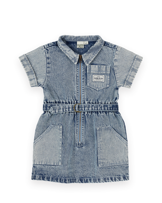 Piper Pinstripe Denim Belted Dress