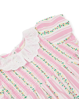 Antique Stripe Strawberry Flo Smocked Dress