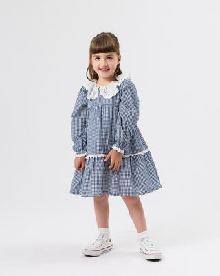 GINGHAM COLLARED DRESS