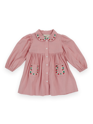 WILD STRAWBERRY CORDUROY COLLAR DRESS