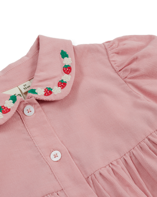 WILD STRAWBERRY CORDUROY COLLAR DRESS