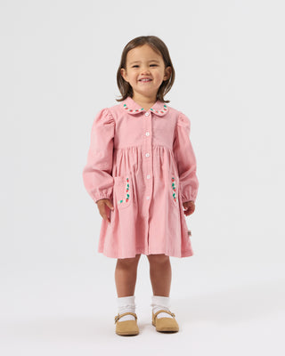 WILD STRAWBERRY CORDUROY COLLAR DRESS