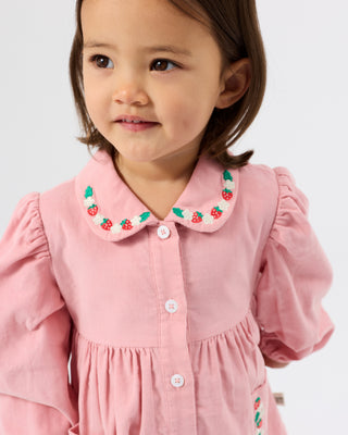 WILD STRAWBERRY CORDUROY COLLAR DRESS