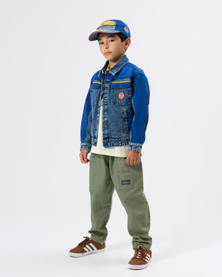 COLOUR BLOCK VINTAGE DENIM CAP