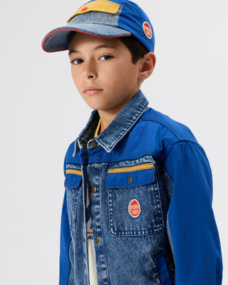 COLOUR BLOCK VINTAGE DENIM CAP