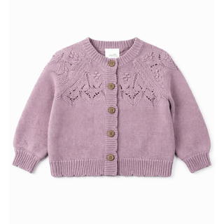 Pink Detailed Knit Cardigan