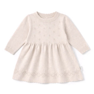 Oatmeal Pointelle Knit Dress