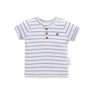Blue Stripe Rib Henley Top