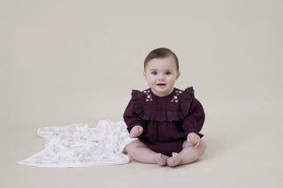 Plum Floral Muslin Romper