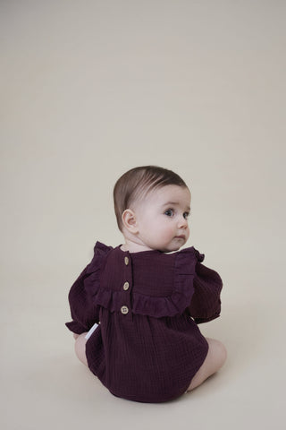 Plum Floral Muslin Romper