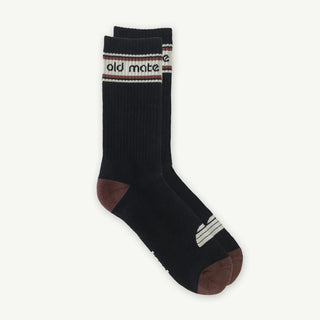 Old Mate Organic Cotton Crew Socks Single - Black Forest