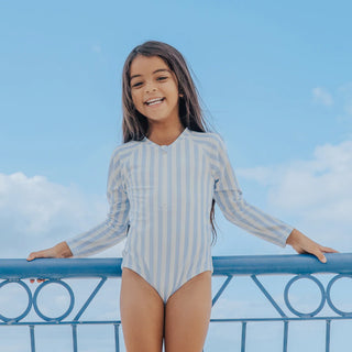 LONG SLEEVE SWIMSUIT Sky Blue Stripe