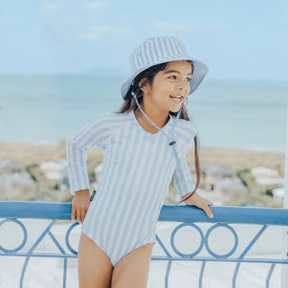 LONG SLEEVE SWIMSUIT Sky Blue Stripe