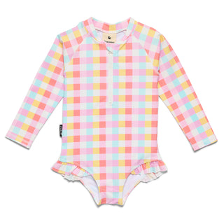 LONG SLEEVE SWIMSUIT - Pop Gingham