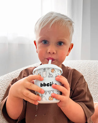 Reusable BambinoCino Bamboo Cup - Tough Cookie in Blue (240ml)