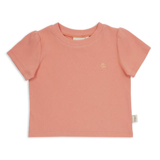 Coral Rib Puff Sleeve T-shirt
