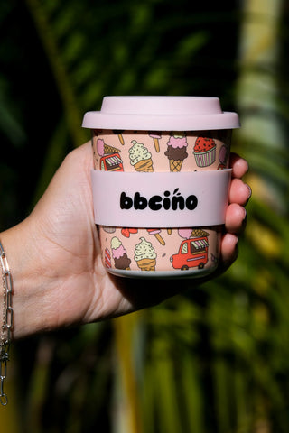 Reusable Bambinocino Bamboo Cup - Scoops in Pink (240ml)
