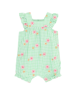GROW WILD EMBROIDERED CHECK ROMPER