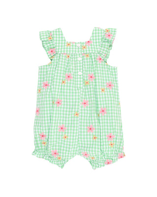 GROW WILD EMBROIDERED CHECK ROMPER
