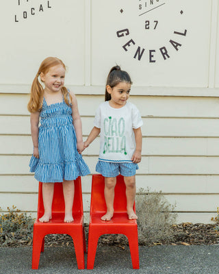 SUMMER VACAY BLUE STRIPE DRESS 3-7 YRS