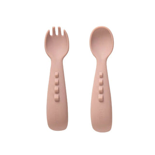 Silicone comfy grip cutlery – Spoon + Fork Set - Dusty Pink