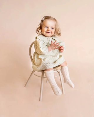 ORCHARD BLOOM EMB. STRIPE OVERLAY DRESS