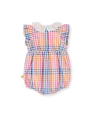 RAINBOW GINGHAM LANI SMOCKED ROMPER