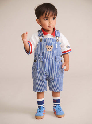 COBALT STRIPE CARPENTER SHORTALL