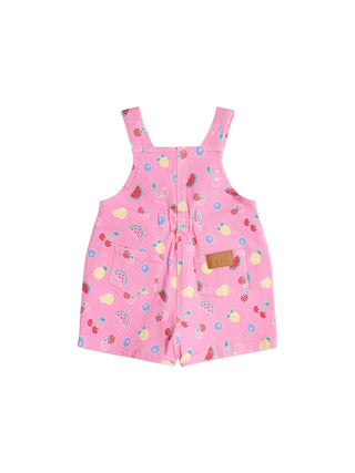 Pink Fruit Emoji Short Overalls