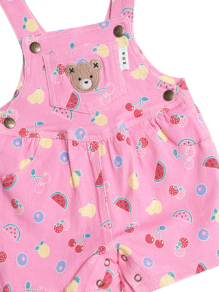 Pink Fruit Emoji Short Overalls