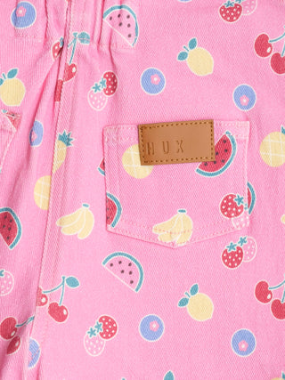 Pink Fruit Emoji Short Overalls