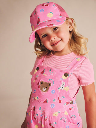 Pink Fruit Emoji Short Overalls