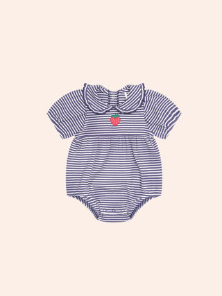 INK STRIPE RIB COLLAR ROMPER