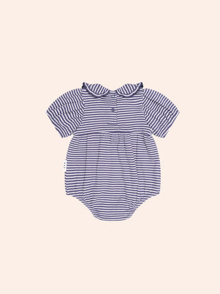 INK STRIPE RIB COLLAR ROMPER