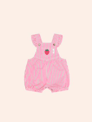 STRAWBERRY EMB STRIPE PLAYSUIT