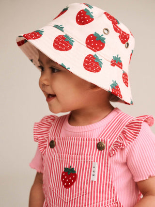 STRAWBERRY EMB STRIPE PLAYSUIT