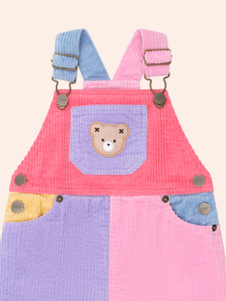 COLOUR BLOCK GIRL CORD OVERALLS