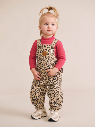 LEOPARD PRINT DENIM OVERALLS
