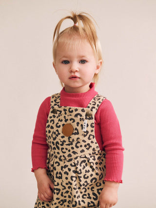 LEOPARD PRINT DENIM OVERALLS